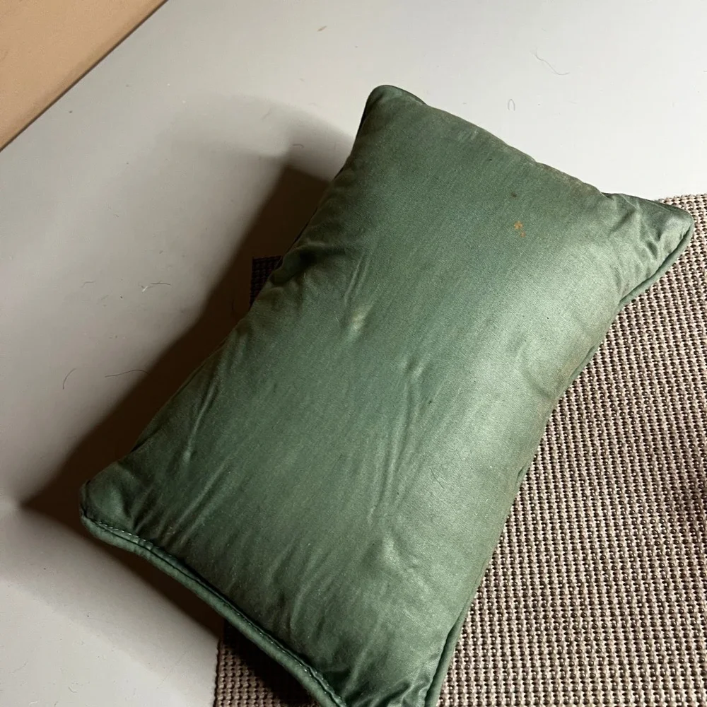 Vintage Woven Tapestry Camping Pillow Home Is Where You Hook Up RV Decor Green